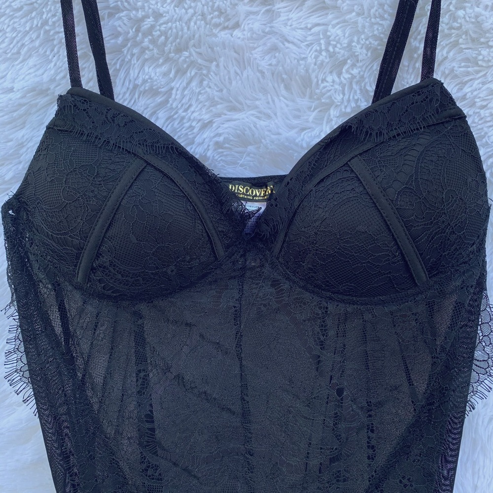 Lace Bodysuit with Lace-Black Size L from Discovery Clothing